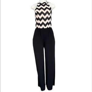 Chic Black and White Chevron Jumpsuit Size S